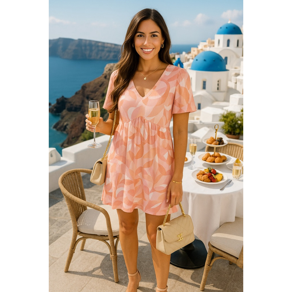 Emily Wonder Abstract Mini Dress Babydoll Vaca Cruise Spring Summer Preppy L